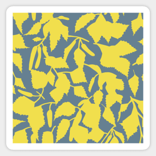 Birch leaves yellow on gray, seamless pattern Sticker